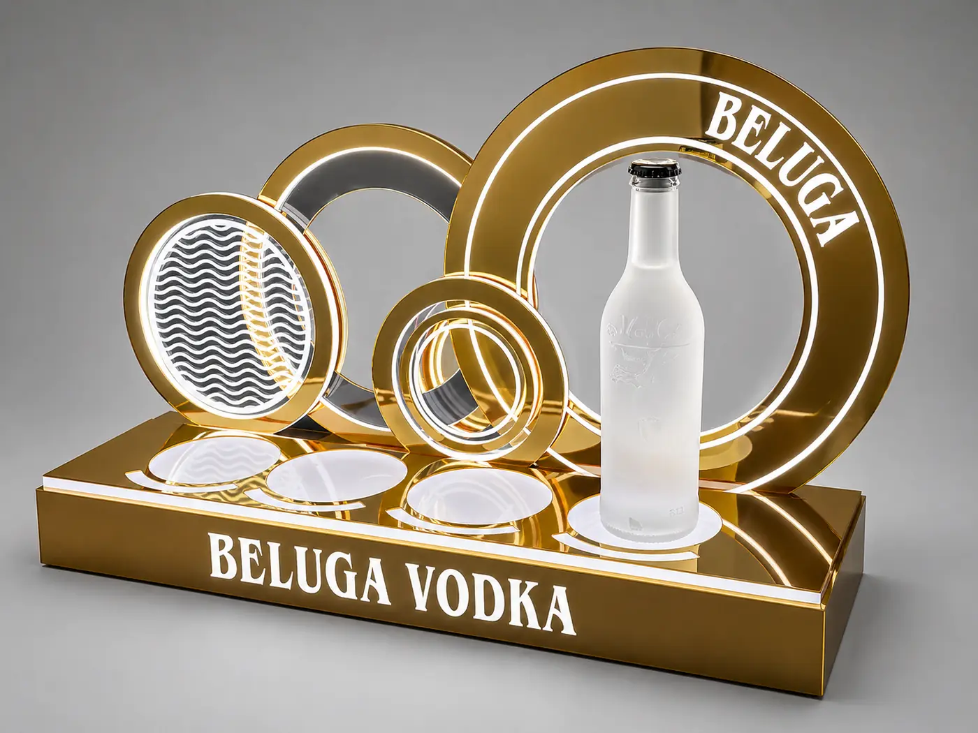 Beluga Vodka illuminated retail display
