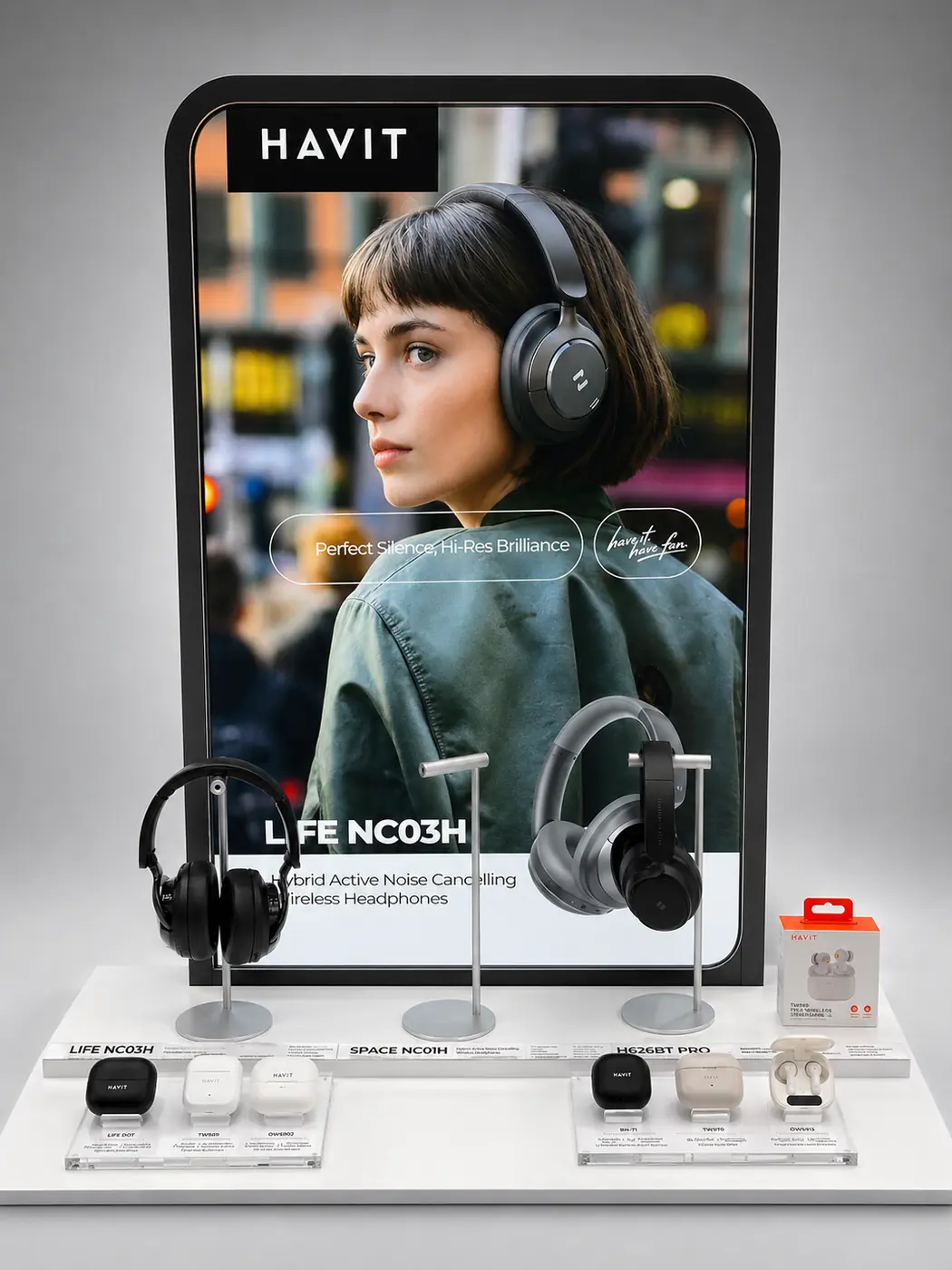 HAVIT headphones flagship retail display