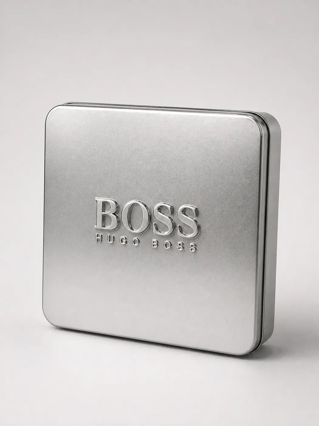 Hugo Boss embossed gift tin